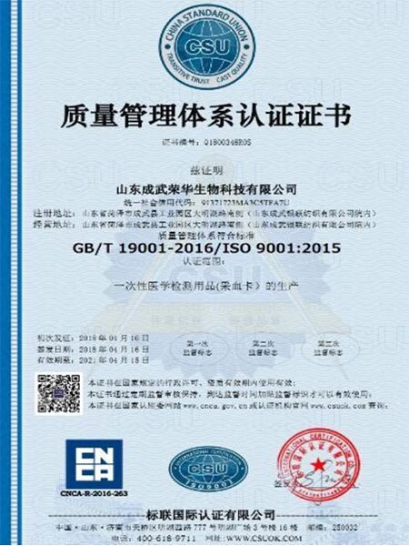 ISO9001:2015国际质量管理体系认证